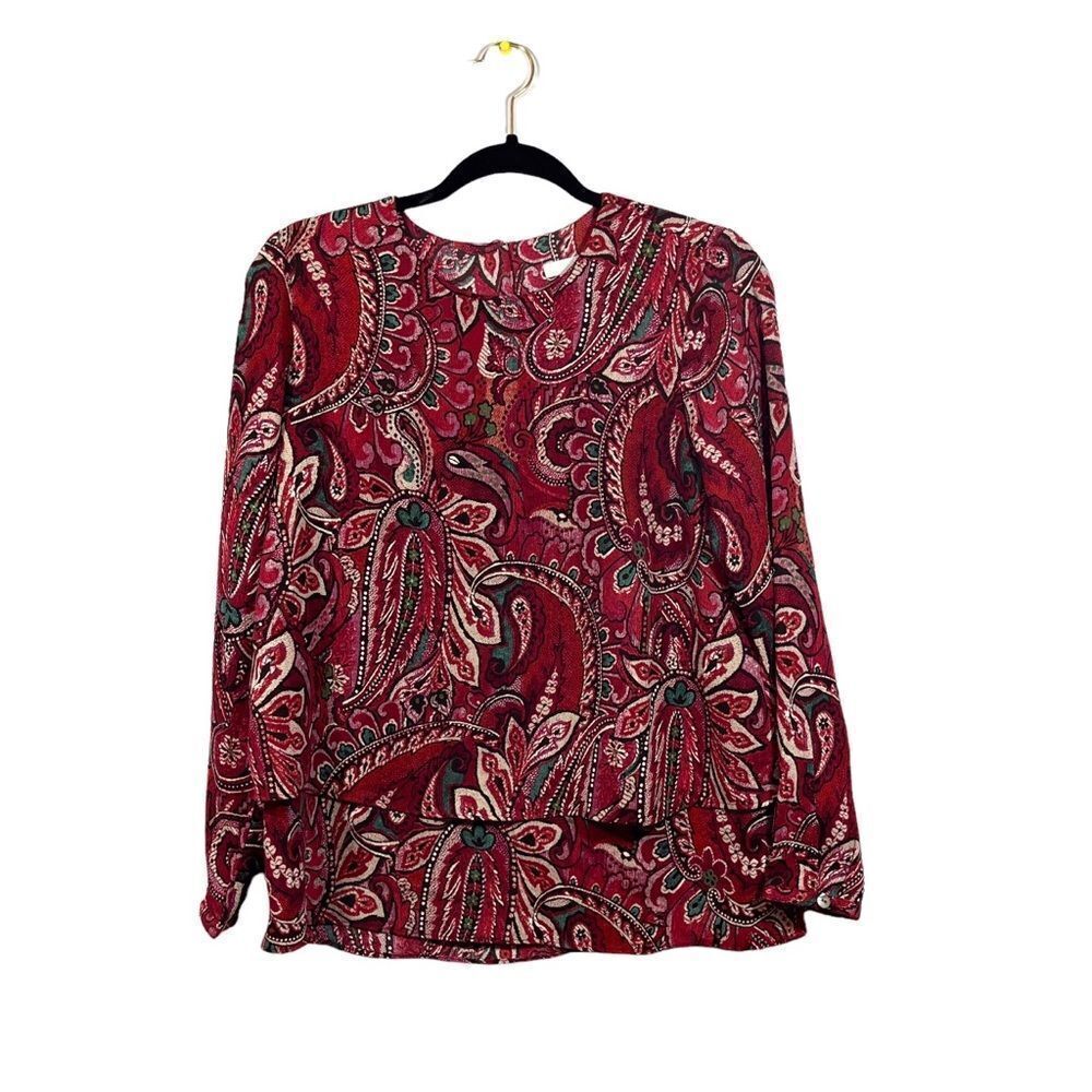 J. Jill Red Paisley Blouse